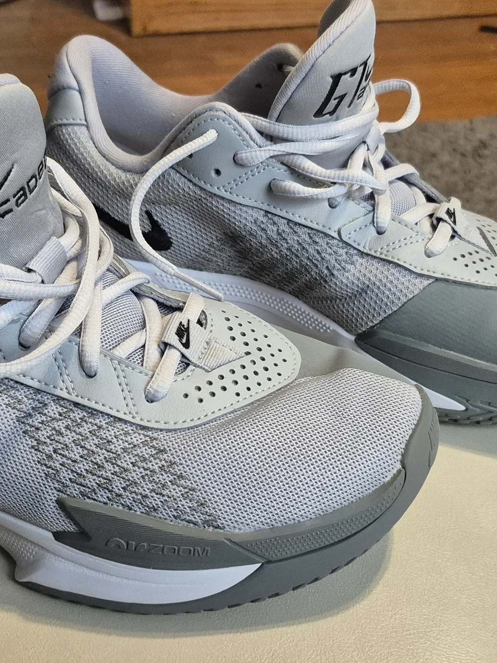 Nike Light Gray and White Air Zoom Athletic Sneakers
